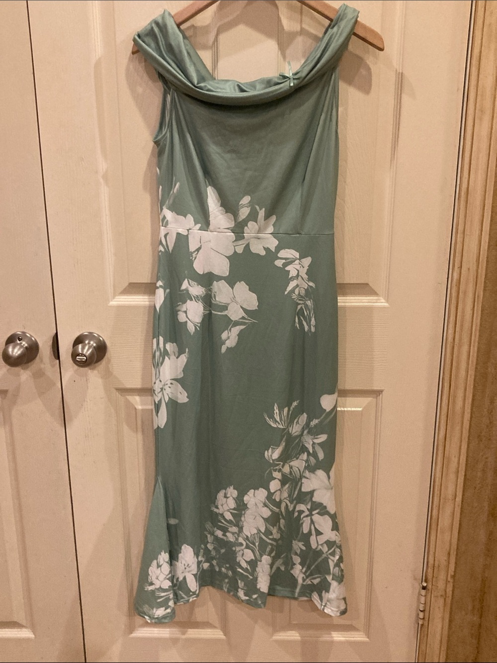 Sage Green Floral Cowl Neck Maxi Dress Responsibly sourced material